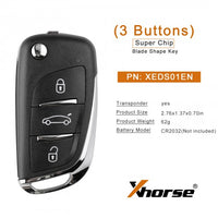 Load image into Gallery viewer, Xhorse XEDS01EN DS Style Super Remote 3 Buttons with Built-in Super Chip English Version 5pcs/lot